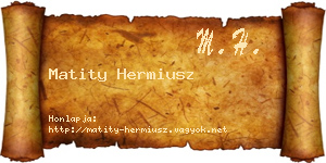 Matity Hermiusz névjegykártya